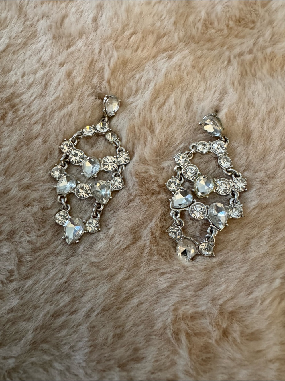 Rhinestone Clear Crystal Drop Earrings - Elegant Silver Tone